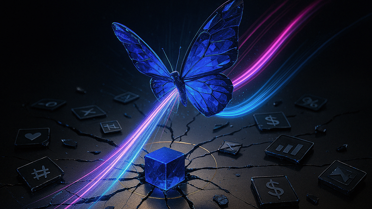 Blue butterfly symbolizing brand transformation through social media growth Jamaica and strategic social media management Jamaica.